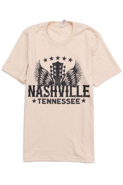 Coupon 😍 Pink Lily Nashville Wings Cream Graphic Tee 💯 -Tees Shop thumbnail tannashville 650x